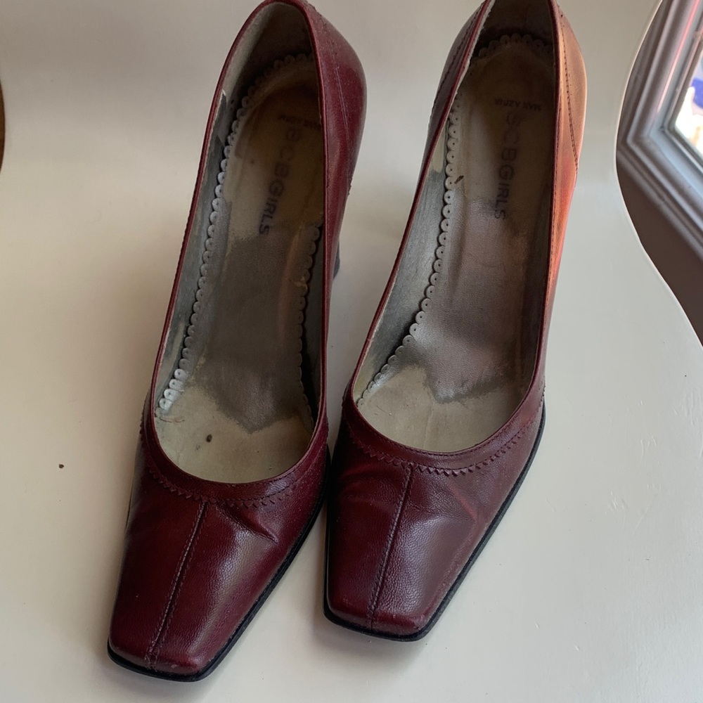 BCBGMaxAzria Burgundy Leather Heels